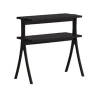 Retro Double-Layer Sofa Side Table - Wooden Sto Rack for Living Room, Corner Open Cartment, Slish Black Accent Fur