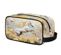 Retro Dove Horse Rose Toiletry Bag for Travel, Cosmetic Makeup Bag Waterproof Polyester Shaving Bag for Men Women Kids, Portable Organizer for Bathroom Gym Vacation