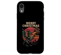 Retro Dragon Happy Holidays Fire Breathing Sunset Case for iPhone XR