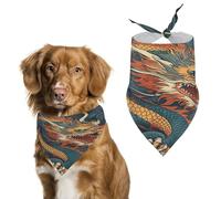 Retro Dragon Pattern Easter Dog Bandanas for Small Medium Large Dogs,Cat Dogs,Pet Scarf - Polyester Cute Bibs.Triangle Pet Scarf for Puppy Pet,Personalized Birthday/Party Fun Idea Gift