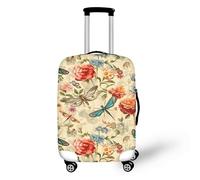 Retro Dragonfly Carnation Travel Luggage Cover Spandex Dragonfly Flower Oil Painting Suitcase Protector Suitcase Anti-Scratch Cover Fits 18-32 Inch Luggage
