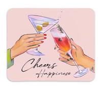 Retro Drinks Cheers Mouse pad,Funky Pink Mouse Pads for Office Desk Accessories，Non-Slip Rubber Smooth MousePads for Computer Laptop,9.4"x7.9"