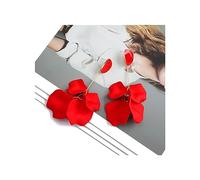 retro drop rose petal long tassel women's accessories red orange earrings