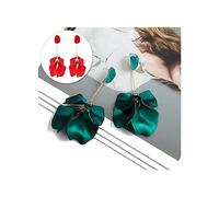 retro drop rose petal long tassel women's jewelry red orange earrings