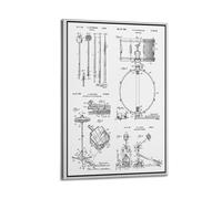 Retro Drum Mechanism Poster, Industrial Engineering Art, Mechanical Schematic, Music Instrument Design Poster Decorative Painting Canvas Wall Posters And Art Picture Print Modern Family Bedroom Decor