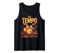 Retro Drummer The Tempo is What I Say Band Lover Distressed Tank Top