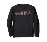 Retro Drums Heartbeat Percussionist Drummers Drumming Lover Long Sleeve T-Shirt