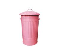 Retro Dustbin Rubbish Animal Feed Bin - Tall Baby Pink Steel Bin 45L