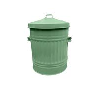KetoPlastics Sage Green Metal Bin with Dustbin Lid Strong Steel 30L Bin Ideal for the Home, Kitchen Rubbish, Waste, Outdoor/Indoor Bin, Animal Feed, Pet Food Bin - 30L