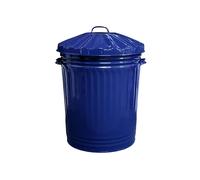 Retro Dustbin Rubbish Waste Animal Feed - Navy Blue Bin 90L Steel Bin