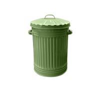 Retro Dustbin Rubbish Waste Animal Feed - Sage Green Bin 30L Steel Bin