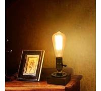 Retro E27 Edison Bulb Wooden Table Lamp Base with UK Plug,ON/OFF switch,Industrial Steampunk Desk Lamp Holder-Weathered Wood Finish for Cafe, Bar, Bedroom, and Dining Room Decor (Bulb Not Included)