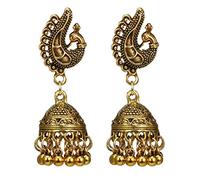 Retro Earring Bird Peacock Animal Bell Pendant Earrings Dangle Earrings Carved Earrings Female Decoration Supplies Golden Peacock Elegant and Popular Convenient Handled