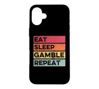 Retro Eat Sleep Gamble Repeat Funny Casino Gambling Poker Case for iPhone 16 Plus