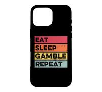 Retro Eat Sleep Gamble Repeat Funny Casino Gambling Poker Case for iPhone 16 Pro Max