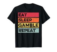 Retro Eat Sleep Gamble Repeat Funny Casino Gambling Poker T-Shirt