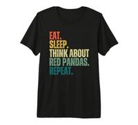 Retro Eat Sleep Think About Red Pandas Funny Red Panda Humor Premium T-Shirt
