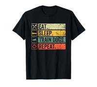 Retro Eat Sleep Train Dogs Repeat Dog Trainer For Women Men T-Shirt
