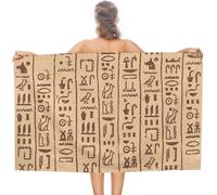 Retro Egypt Beach Towels for Adults Extra Large 200x150 cm, Hieroglyphs Microfibre Beach Towel, Quick Dry Lightweight, for Bath, Gym, Travel, Yoga, Swimming, Camping A-5045