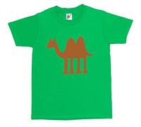 Retro Egyptian Camel Cartoon Kids Boy Girl Cotton Short Grass Green Sleeve T-Shirt - Size 5-6 Years
