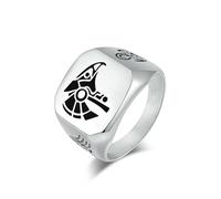 Retro Egyptian Pharaoh Horus Sky God Titanium Steel Ring for Men's Niche Artistic Totem Guardian Jewelry