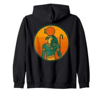 Retro Egyptian Sun God Ra Falcon Headed Egypt Deity Zip Hoodie