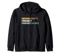 Retro Eighties Beach Pun | What's Up Beaches Zip Hoodie