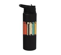 Retro El Paso Texas Cityscape Downtown Skyline Distressed Stainless Steel Insulated Water Bottle