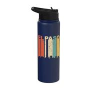 Retro El Paso Texas Cityscape Downtown Skyline Distressed Stainless Steel Insulated Water Bottle