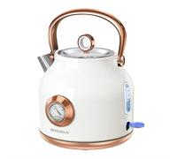 Retro Electric Kettle, 1.7L Stainless Steel Tea Kettle with Large Temperature Gauge, 2200W Fast Heating Hot Water Boiler with LED Indicator, Auto Shut-off & Boil-Dry Protection-Retro (white)