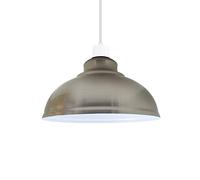 Retro Electroplated Ceiling Light Shade, Industrial Curvy Easy Fit Metal Pendant Lamp Bulb Guards, Non Electric Vintage Lampshade for Kitchen, Living Room, Bedroom (Satin Nickel)