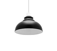 Retro Electroplated Ceiling Light Shade, Industrial Curvy Easy Fit Metal Pendant Lamp Bulb Guards, Non Electric Vintage Lampshade for Kitchen, Living Room, Bedroom (Black Inner White)