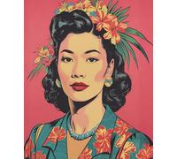 Retro Elegance: 1940s East Asian Woman Notebook: Vintage Style Writing Journal in Muted Pinks & Blues | Classic Lined Notebook (7.5" x 9.25", 110 Pages)