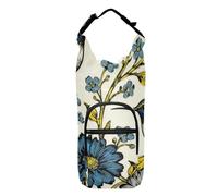 Retro Elegant Sunflower Hummingbird Black Water Bottle Shoulder Carrier durables Bottle pouching Holder 20/24/32/40oz for Daily Walking Hiking and Other Outdoor Activities Funda Para Botella De