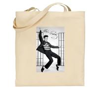 Retro Elvis-Inspired Canvas Tote Bag - Vintage Style Reusable Shopping Bag for Everyday Use - Eco-Friendly 100% Canvas Cotton Shoulder Bag - Durable, Lightweight, Foldable Tote, 24 Tracked Royal Mail