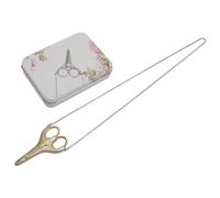 Retro Embroidery Scissors Kit Stainless Steel Sewing Scissors with Necklace Chain for Needlework, Vintage Golden Scissors with Protective Cover and Iron Storage Box