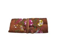Retro Embroidery Travel Jewelry Organizer Roll Foldable Case For Journey-Rings Necklaces Jewellery Storage Bag for Rings Earrings Necklace Bracelets(Brown2)
