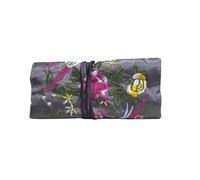 Retro Embroidery Travel Jewelry Organizer Roll Foldable Case For Journey-Rings Necklaces Jewellery Storage Bag for Rings Earrings Necklace Bracelets(Grey)