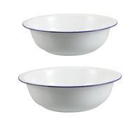 Retro Enamel Foot Soak Basin 2pcs 32/34cm White Wash Basin | Bathroom, Laundry Use, Smooth Surface, Sturdy Build, Family-friendly Size, Classic Old Fashioned Style