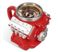 Retro Engine Coffee Mug 6.76oz Stainless Steel Tea Cup Mechanical Beverage Milk Container with Outer Resin Creative 3D Car Engine Design Gifts Coffee Cup for Cars Enthusiasts & Racing Fans(V6)