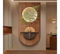 Retro Entrance Art Luminous 3d Wall Decor Sculptures, LED Vintage-style with Artificial Plants and Glass Vases, Living Room Bedroom Murals(Brown2,40 * 80cm)