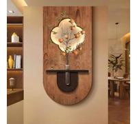 Retro Entrance Art Luminous 3d Wall Decor Sculptures, LED Vintage-style with Artificial Plants and Glass Vases, Living Room Bedroom Murals(Brown4,40 * 80cm)