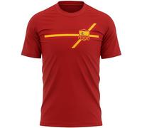 Retro Espana Mens T Shirt Spanish Stripes Football Supporters Spain Tee for Football Sports Event Dad Grandad Husband Fans, S, Red