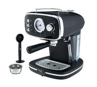 Retro Espresso Coffee Machine 15 Bar with Steam Frothing Wand Black & Silver