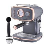 Cooks Professional 15-Bar Retro Espresso Coffee Machine with Frothing Steam Wand, Built-In Temperature Gauge, 1.2L Water Tank & Stainless Steel Drip Tray | Grey & Copper