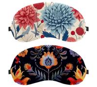 Retro Ethnic Flower Seamless 2 Pieces Eye Mask, Sleeping Eye Mask for Side Sleeper, Zero Eye Pressure Night Blindfold, Adjustable Sleep Cover, Completely Block Out Light Eye Shade