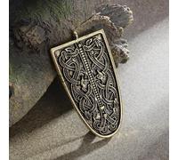 Retro Ethnic Style Nordic Mythology Celtic Knot Wolf Dragon Animal Totem Shield Brooch Men's Punk Trend Pin