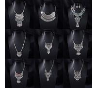 Retro ethnic style portrait coin tassel necklace new Chinese style exotic clavicle chain Miao girl neck necklace