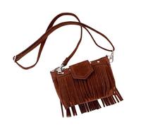 Retro Ethnic Styles Small Fringed Crossbody Purse For Women With Adjustable Strap And Zippered Cellphone Bag Wallet Suedes Tassels Purse