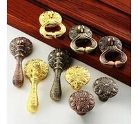 Retro European Door Knocker Antique Kitchen Cabinet Drawer Handles and Knobs Zinc Alloy Door Handles Gold Furniture Hardware(6909-S-Red Bronze)